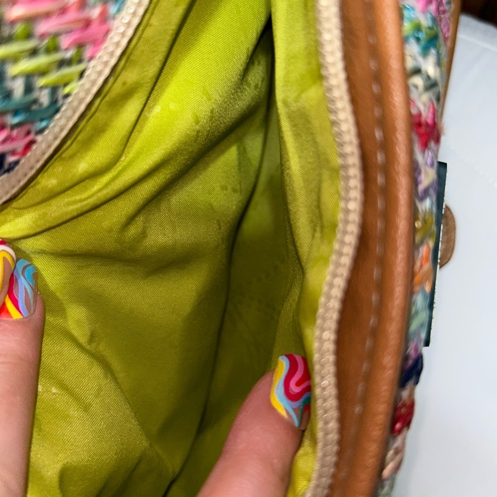 Lily Bloom Multicolor Woven Crossbody Bag with Tan Trim - Picture 7 of 9